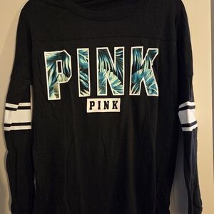 PINK Victoria's Secret Black Long-Sleeve Tee with Matching Bralette